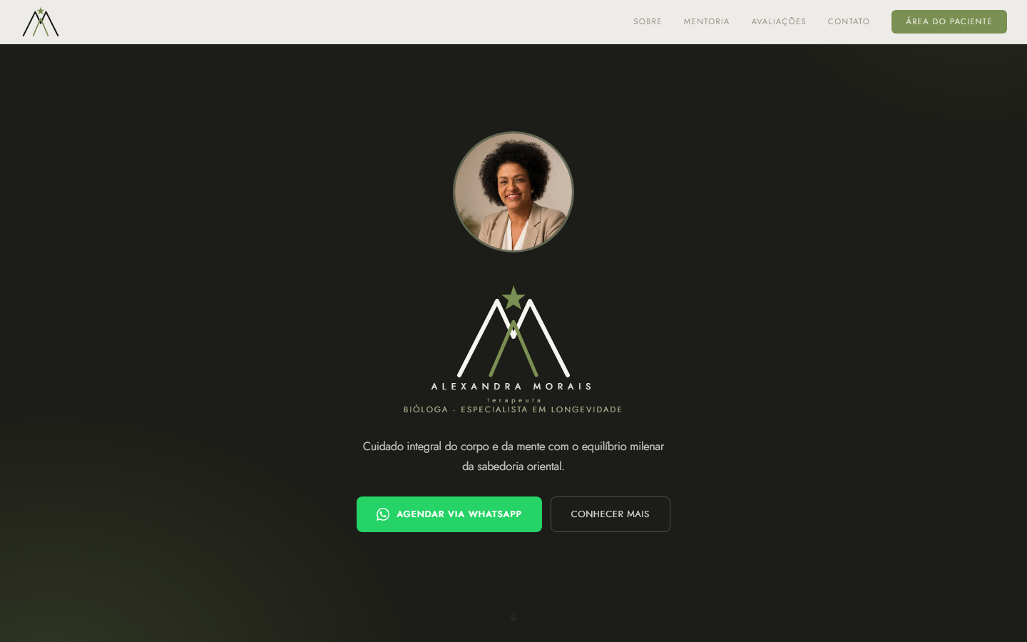 Página inicial do site de Alexandra Morais