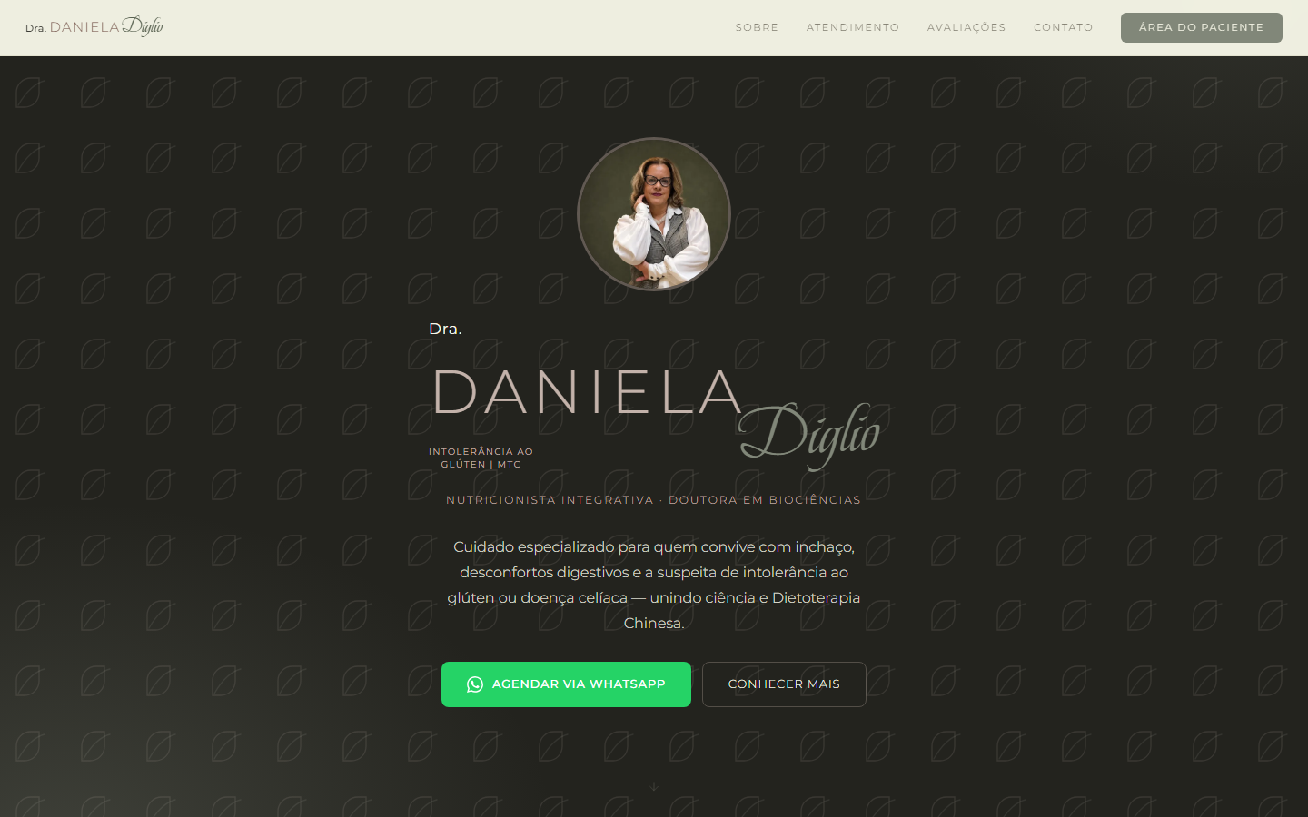 Página inicial do site da Dra. Daniela Diglio